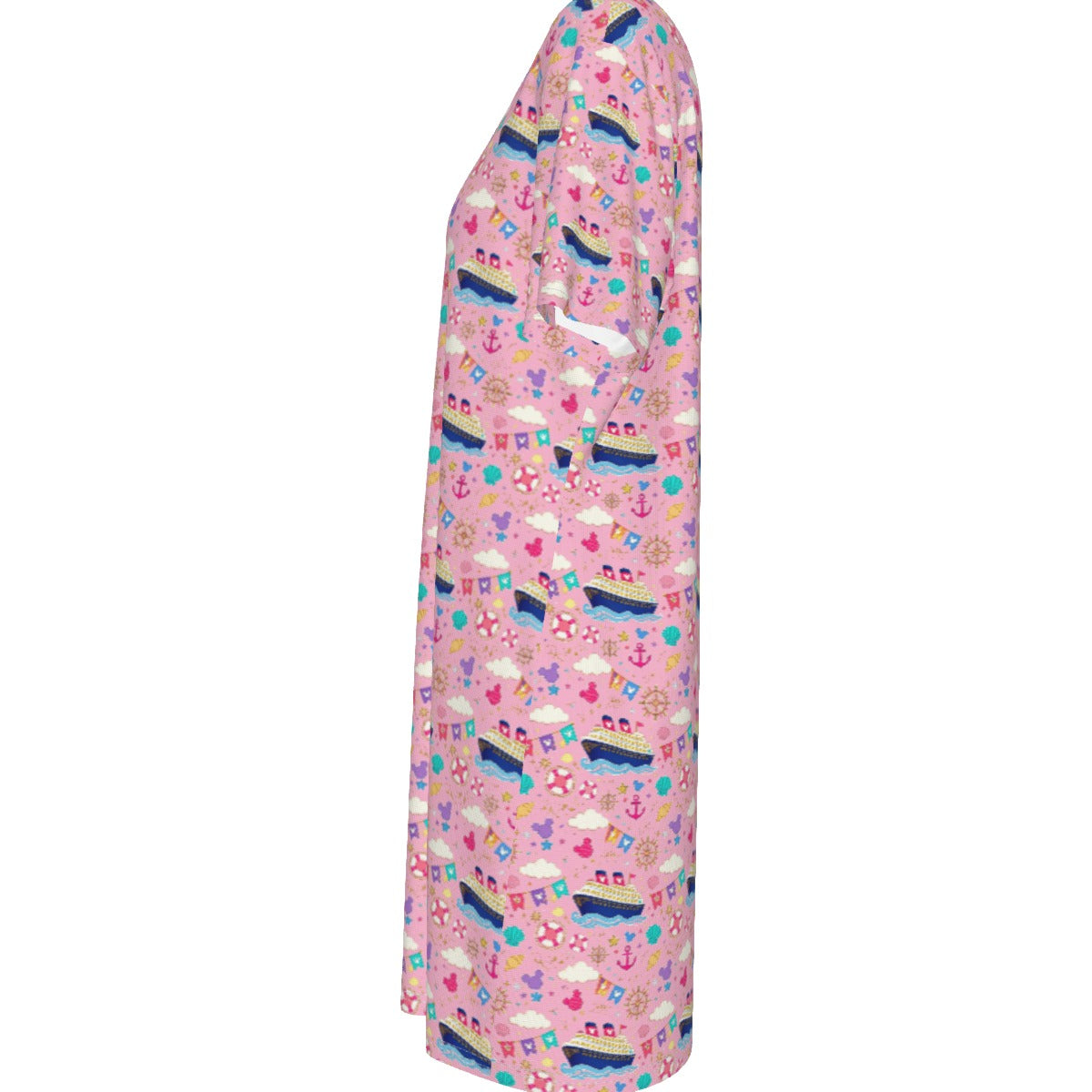Pink Pastel Cruise 100% Cotton Women's T-Shirt Dress