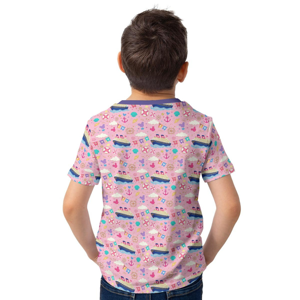 Pink Pastel Cruise Kid's Unisex Stretch T-Shirt