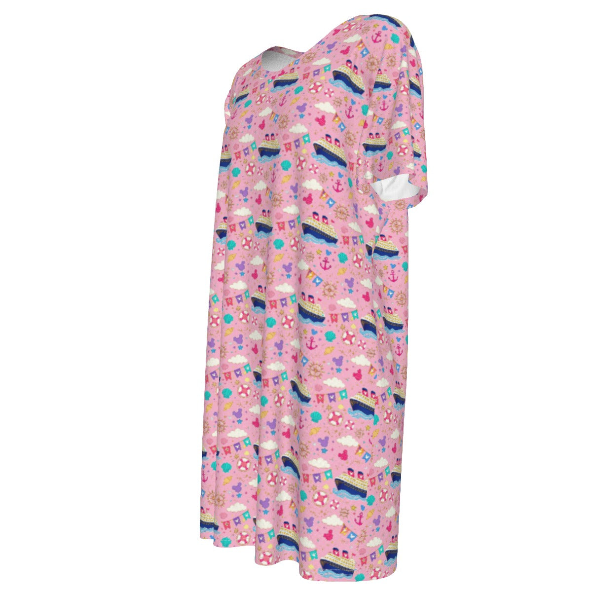 Pink Pastel Cruise 100% Cotton Women's T-Shirt Dress