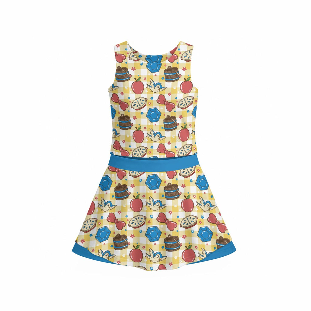 Gingham Snow Symbols Girl's Sleeveless Skort Set