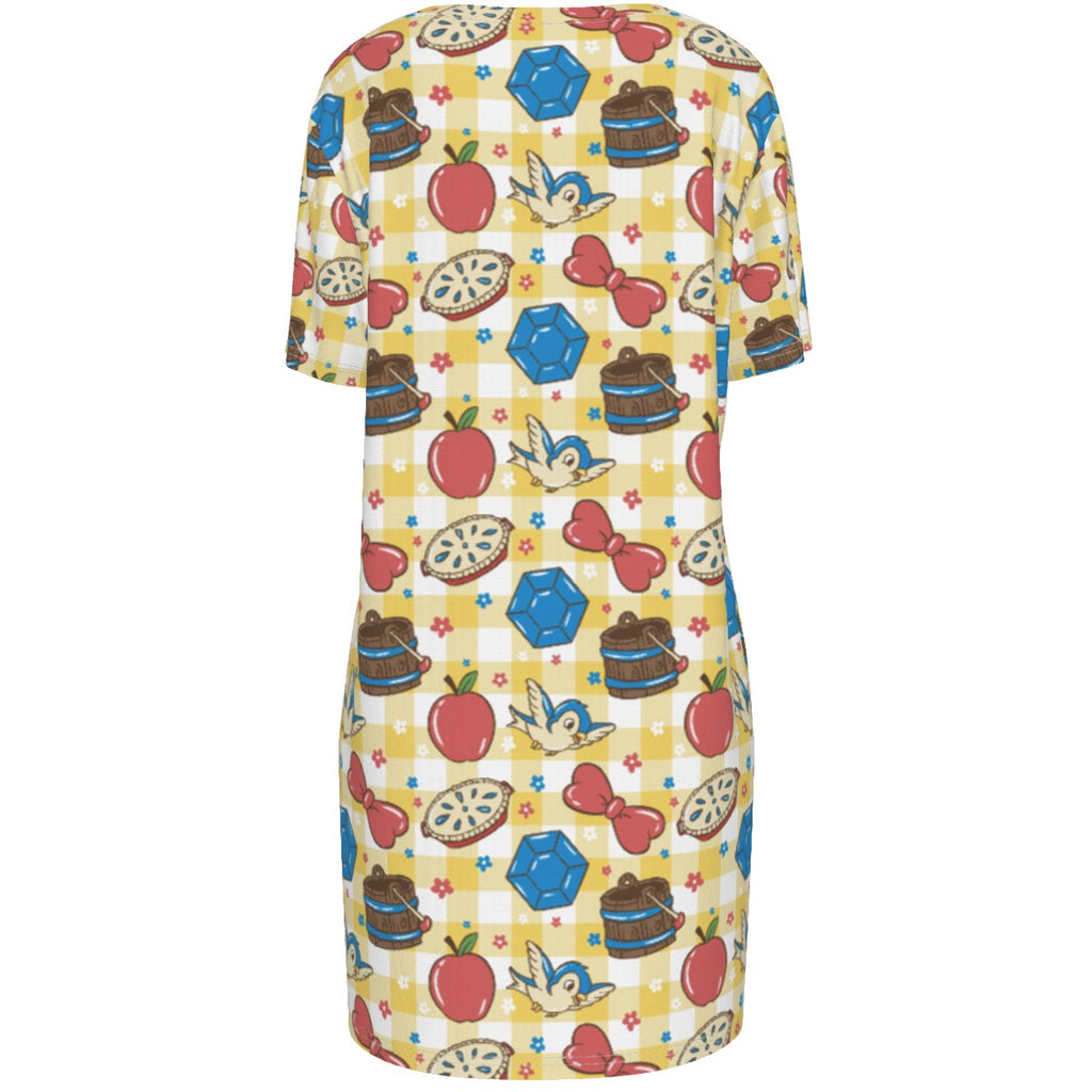 Gingham Snow Symbols 100% Cotton Women's T-Shirt Dress