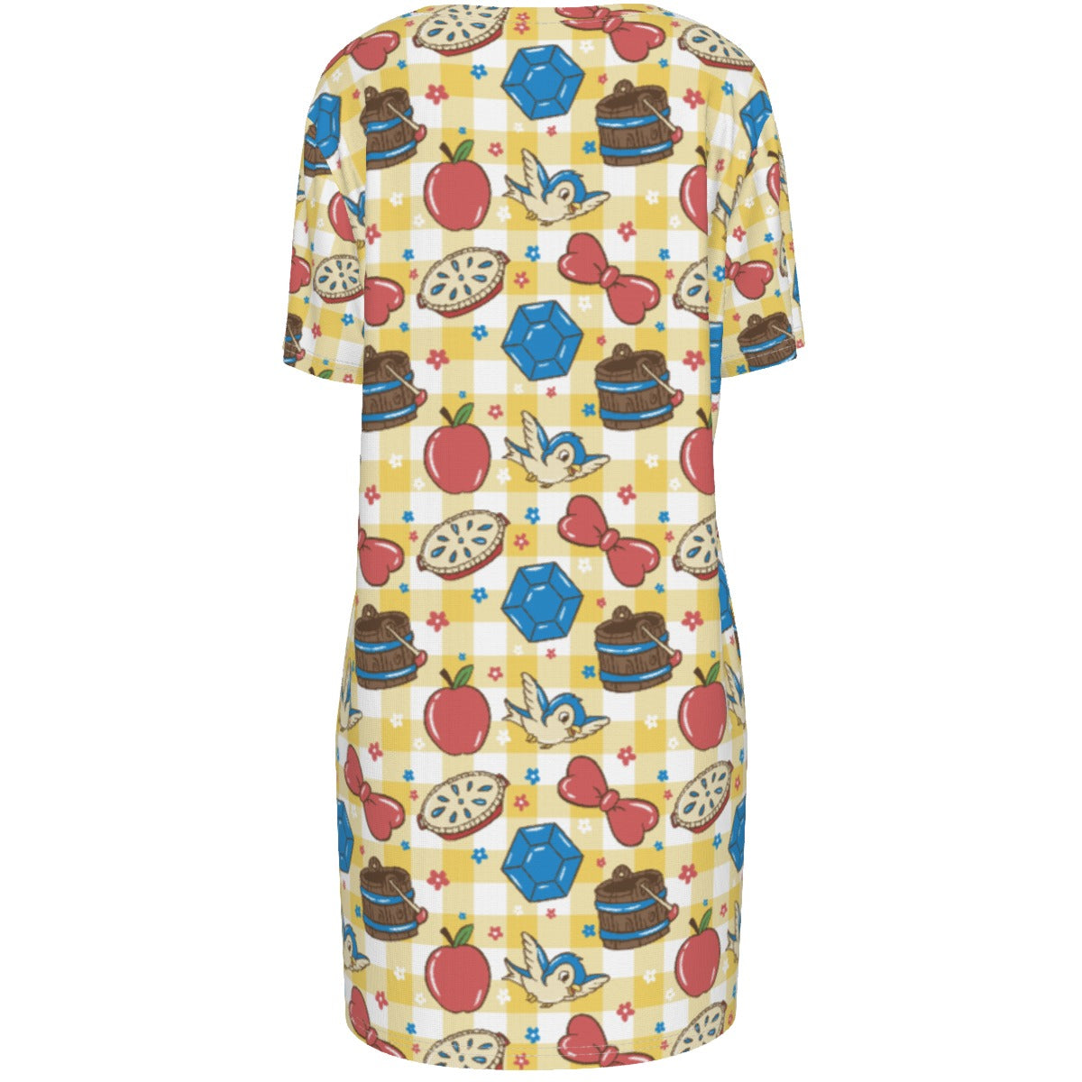 Gingham Snow Symbols 100% Cotton Women's T-Shirt Dress