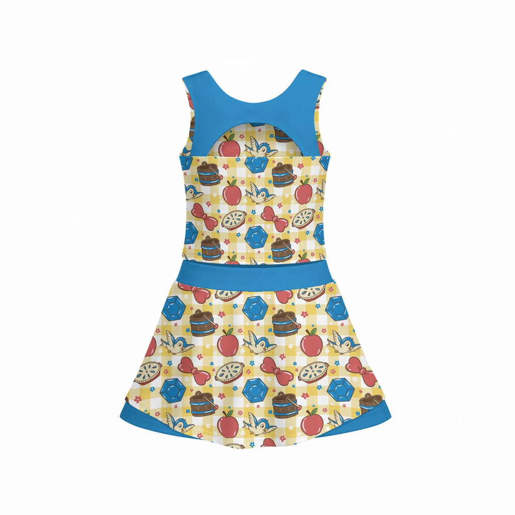 Gingham Snow Symbols Girl's Sleeveless Skort Set