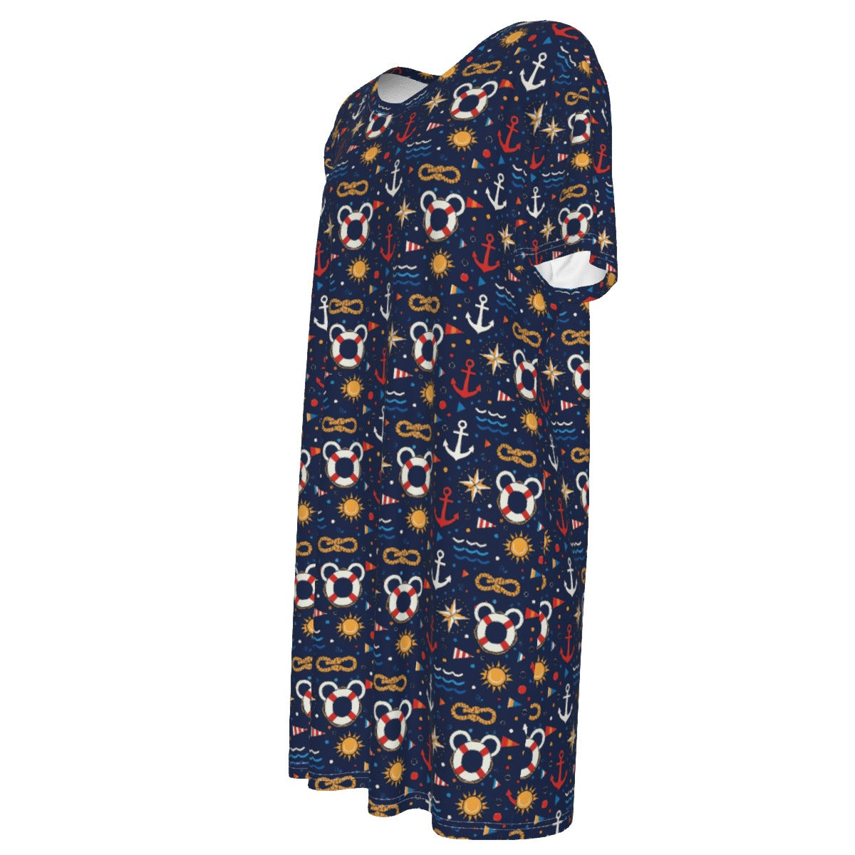 Classic Nautical Mouse 100% Cotton Women's T-Shirt Dress