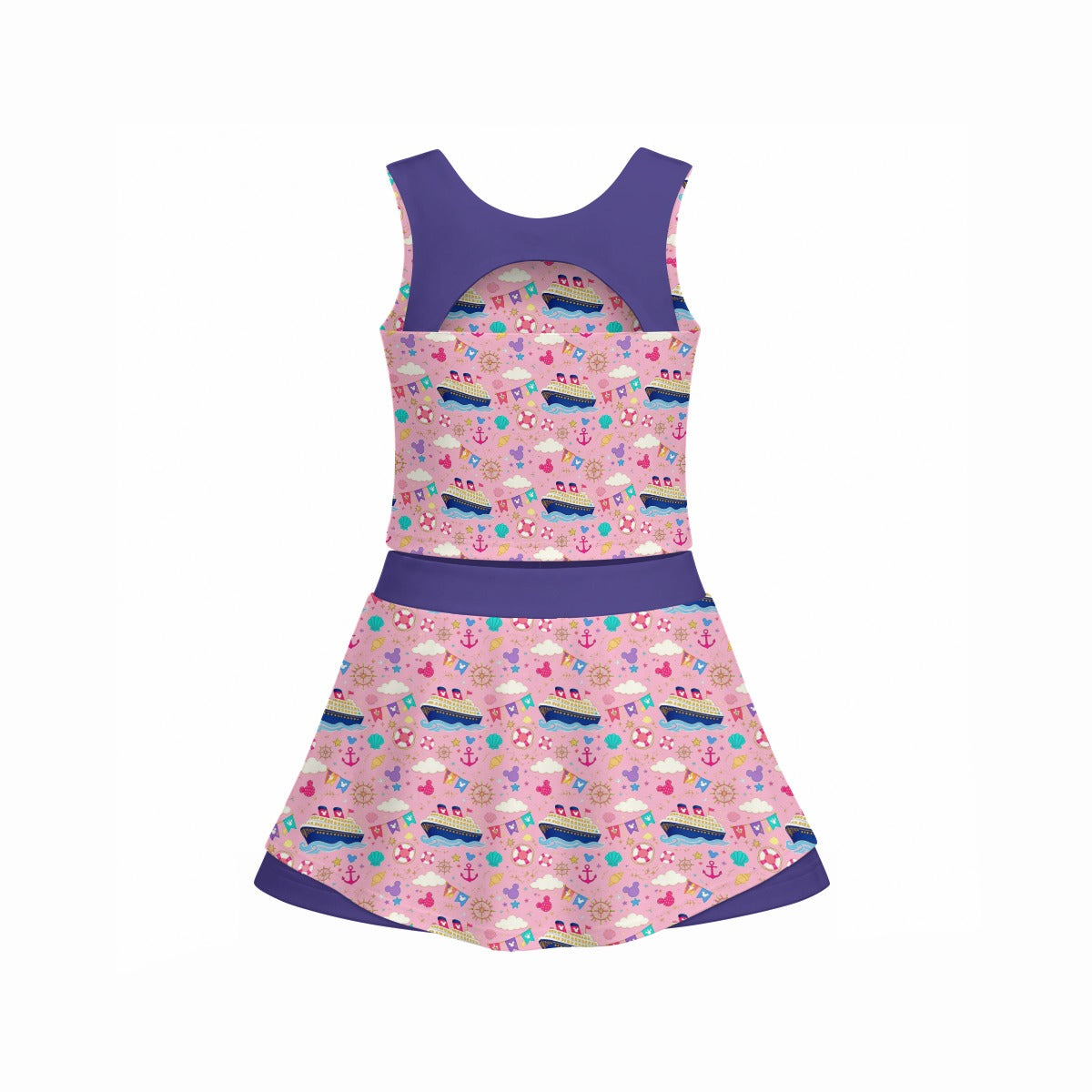 Pink Pastel Cruise Girl's Sleeveless Skort Set