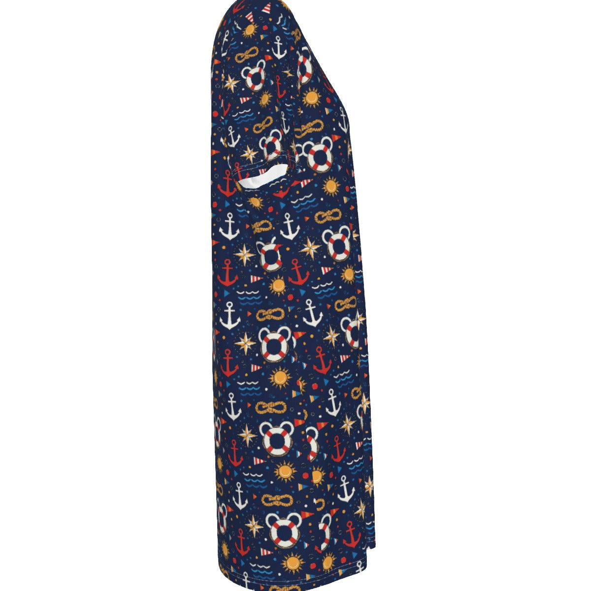 Classic Nautical Mouse 100% Cotton Women's T-Shirt Dress