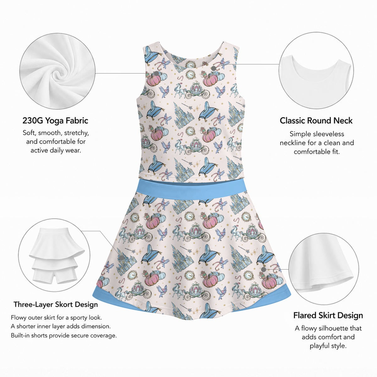 Cindy Symbols Sleeveless Double-Layer Skort Set