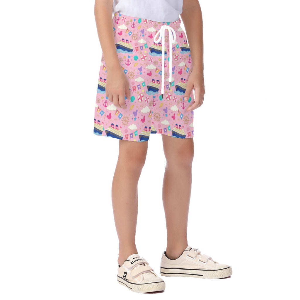 Pink Pastel Cruise Kid's Unisex Stretch Shorts