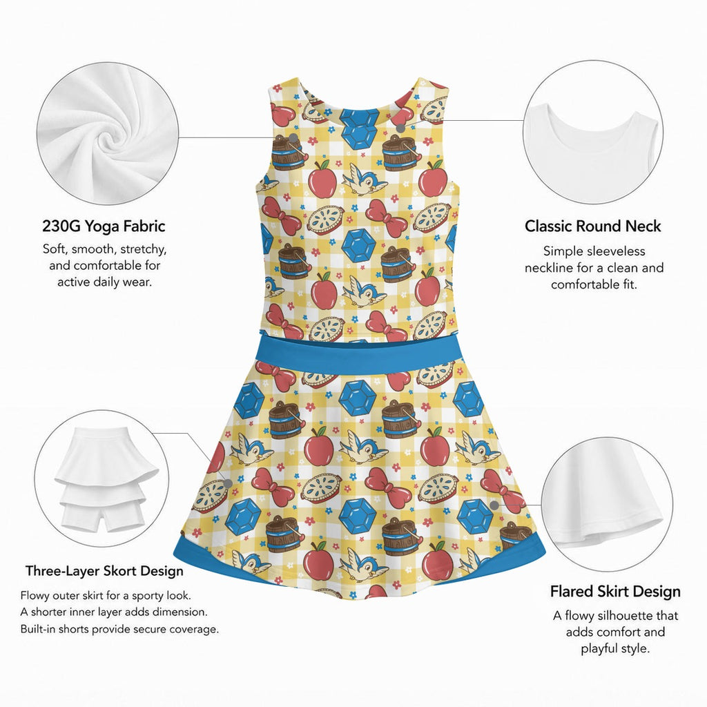 Gingham Snow Symbols Girl's Sleeveless Skort Set