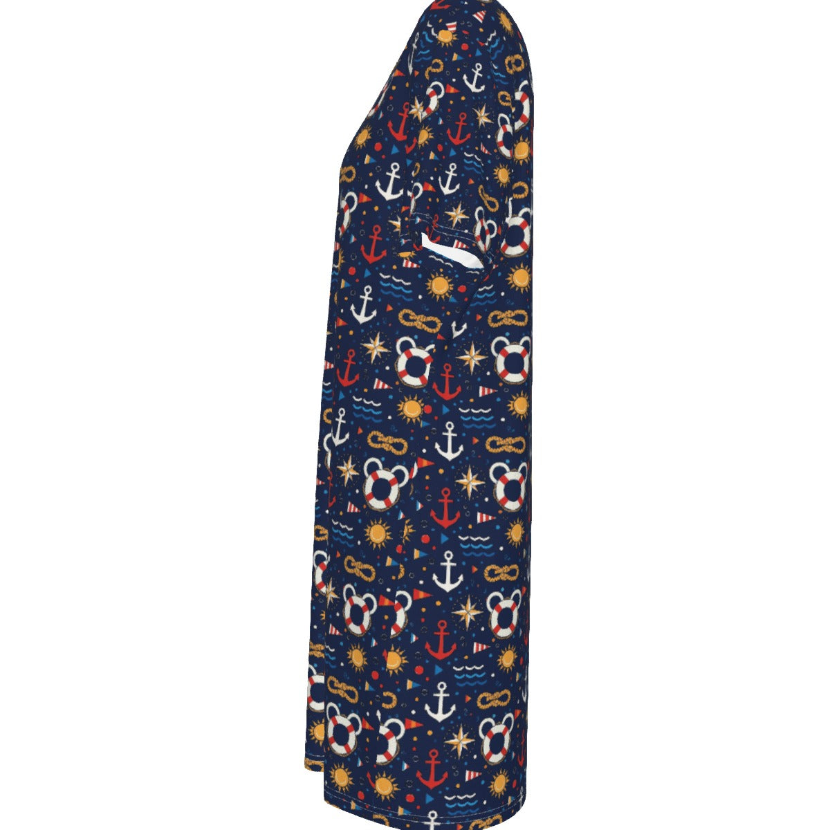 Classic Nautical Mouse 100% Cotton Women's T-Shirt Dress