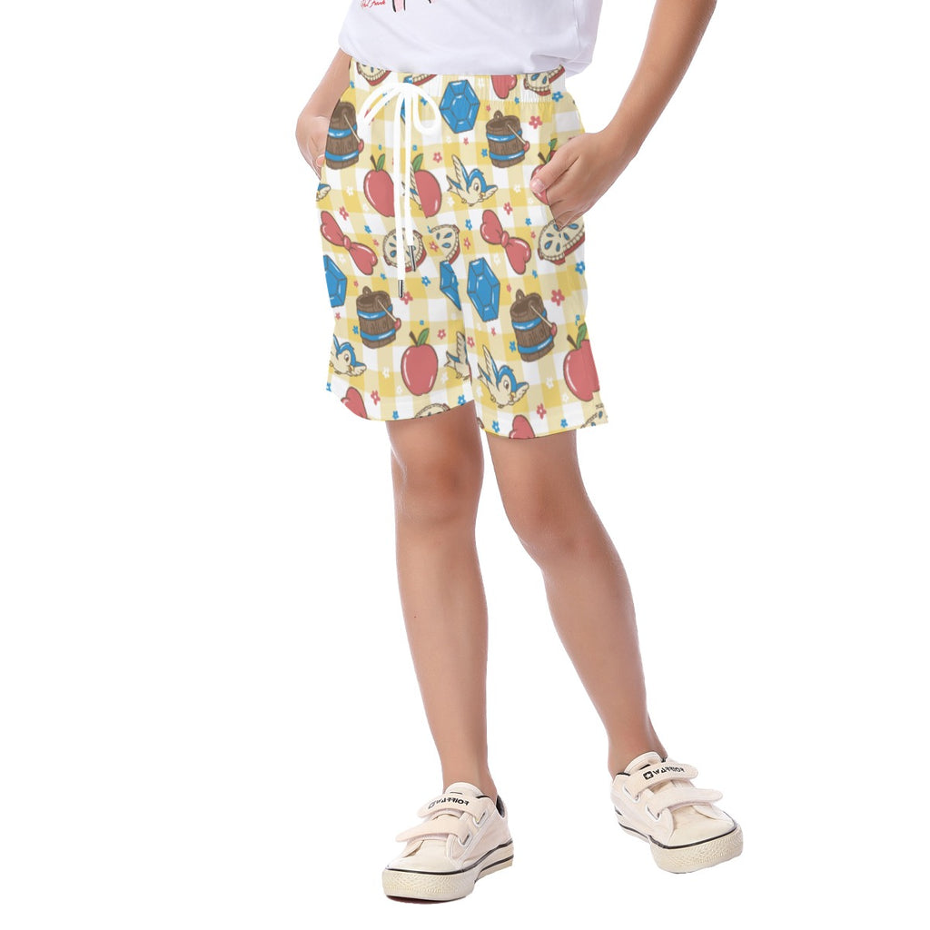 Gingham Snow Symbols Kid's Unisex Stretch Shorts