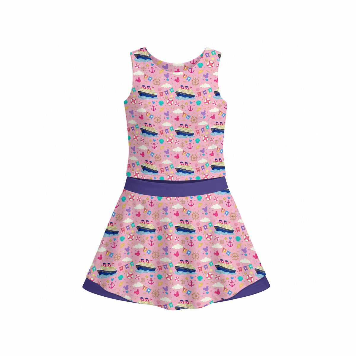Pink Pastel Cruise Girl's Sleeveless Skort Set