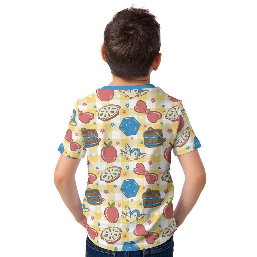 Gingham Snow Symbols Kid's Unisex Stretch T-Shirt