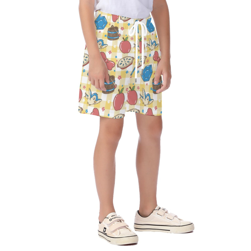 Gingham Snow Symbols Kid's Unisex Stretch Shorts