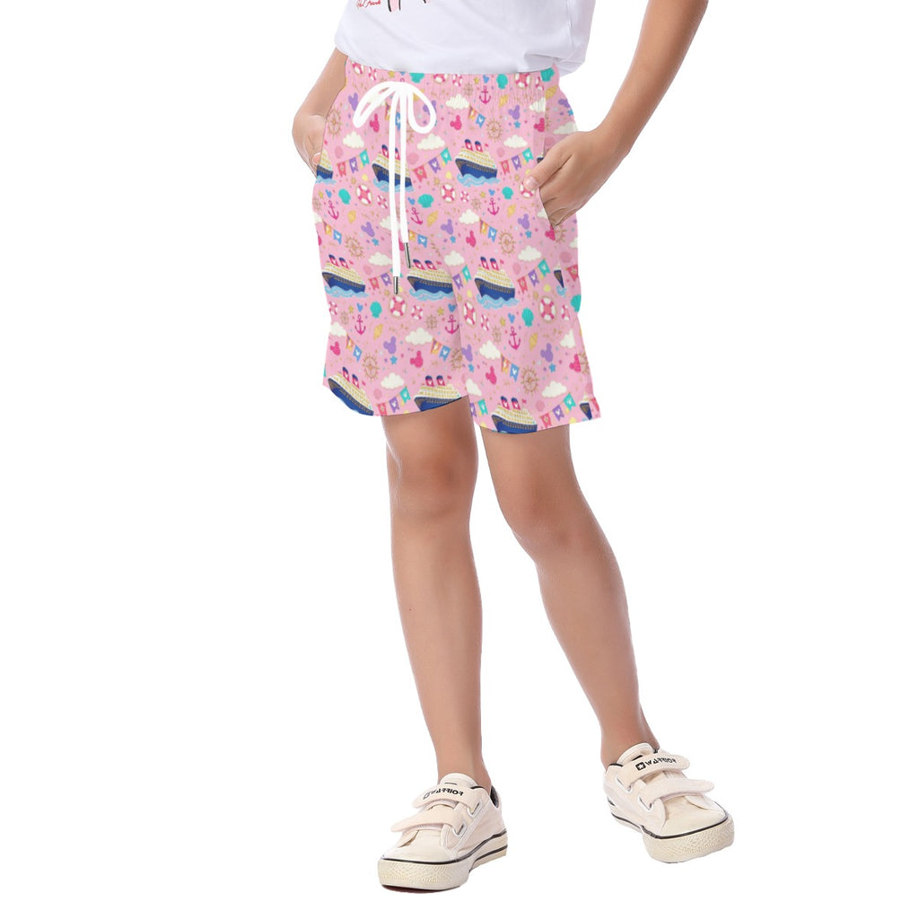 Pink Pastel Cruise Kid's Unisex Stretch Shorts
