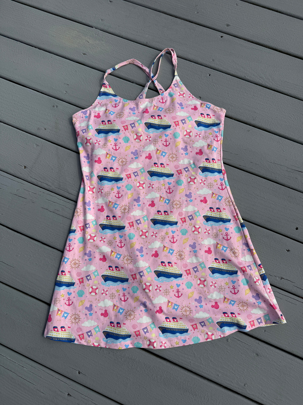 Pink Pastel Cruise Women's Cross Back Athletic Dress
